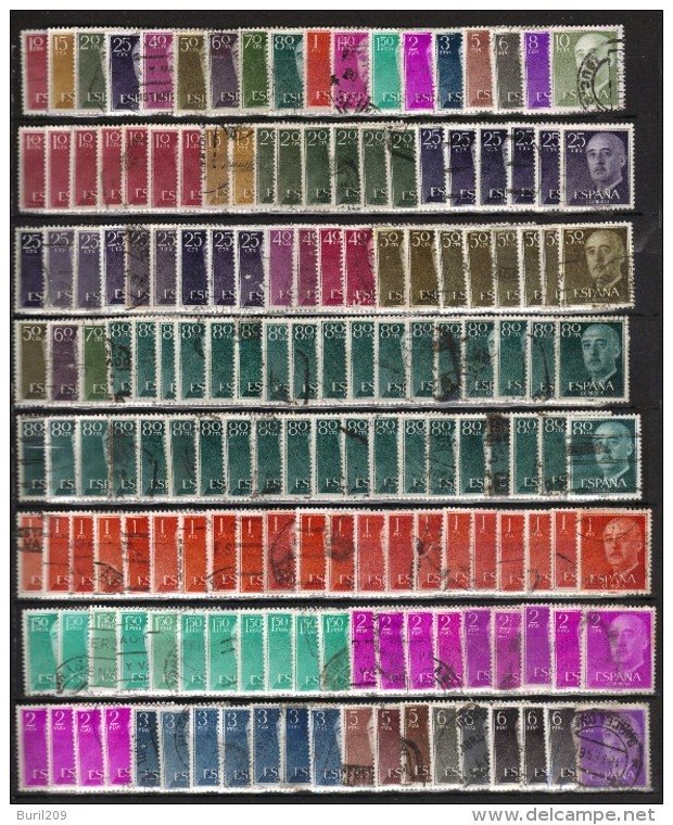 SPAIN - A LOT OF 161 FRANCO STAMPS -  1955/1960 - 18 DIFFERENT VALUES - USED STAMPS - Collections