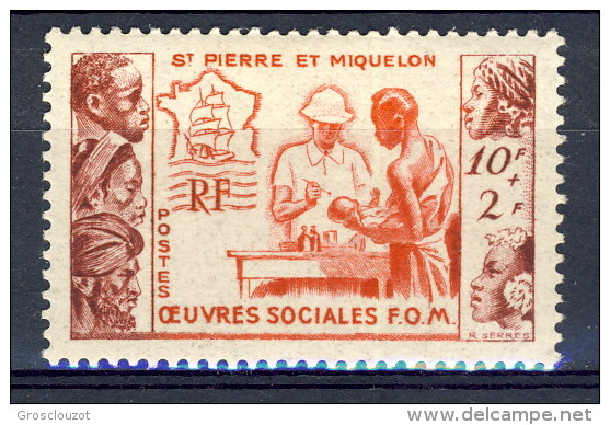 S. Pierre Et Miquelon 1950 N. 344 Fr. 10+2 Pro Opere Sociali MNH Catalogo € 16 - Nuovi