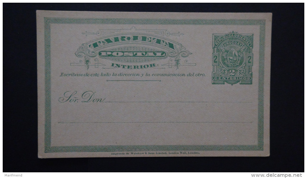 Uruguay - 1892 - 2 Centavos - Postcard - Postal Stationery - Unused - Look Scan - Uruguay