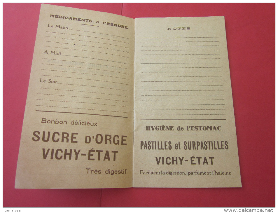 1936 AGENDA VIERGE DE VICHY ALLIER SOURCE DE L'ETAT --CÉLESTINS-HÔPITAL-GRANDE-GRILLE-CHOMEL-PUB DENTIFRICE PASTILLES .. - Agenda Vírgenes