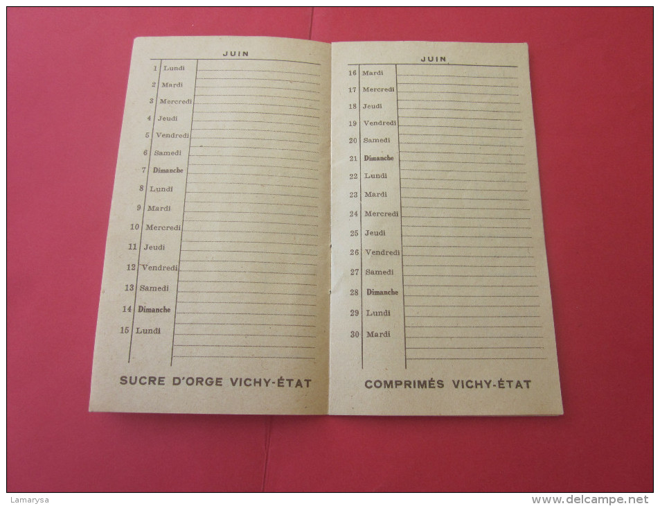 1936 AGENDA VIERGE DE VICHY ALLIER SOURCE DE L'ETAT --CÉLESTINS-HÔPITAL-GRANDE-GRILLE-CHOMEL-PUB DENTIFRICE PASTILLES .. - Terminkalender Leer