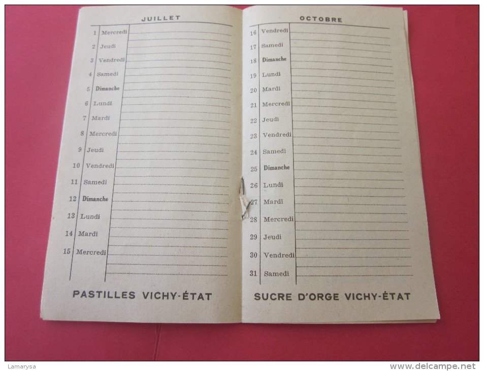 1936 AGENDA VIERGE DE VICHY ALLIER SOURCE DE L'ETAT --CÉLESTINS-HÔPITAL-GRANDE-GRILLE-CHOMEL-PUB DENTIFRICE PASTILLES ..