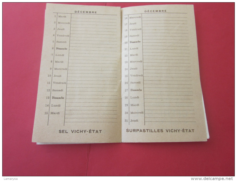 1936 AGENDA VIERGE DE VICHY ALLIER SOURCE DE L'ETAT --CÉLESTINS-HÔPITAL-GRANDE-GRILLE-CHOMEL-PUB DENTIFRICE PASTILLES ..