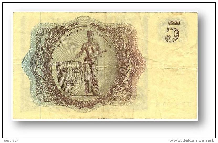 SWEDEN - 5 KRONOR - 1963 - P 50.b - Serie BF - 2 Scans - Suède