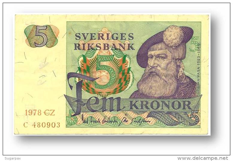 SWEDEN - 5 KRONOR - 1978 - P 51.d - Serie CZ - 2 Scans - Suède