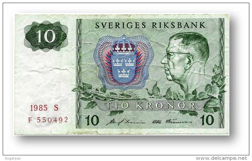 SWEDEN - 10 KRONOR - 1985 - P 52.d - Serie S - 2 Scans - Suède