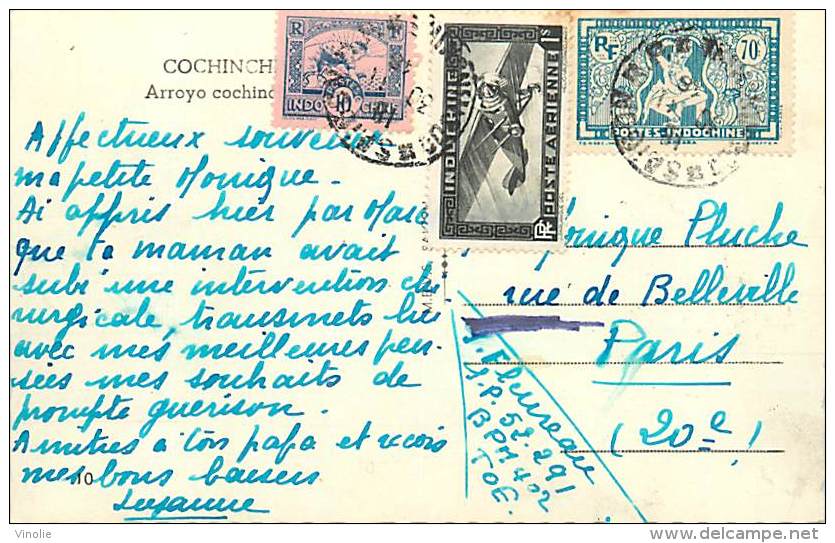 PIE-16 - 130.   TIMBRES D INDOCHINE SUR CARTE POSTALE ARROYO - Other & Unclassified