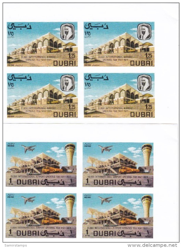 DUBAI 1971 Internationla Aiport Bloc's Of 4 MARGINAL MATCHING CORNER, 2v.compl.set MNH- Rare-SKRILL PAY ONLY - Dubai