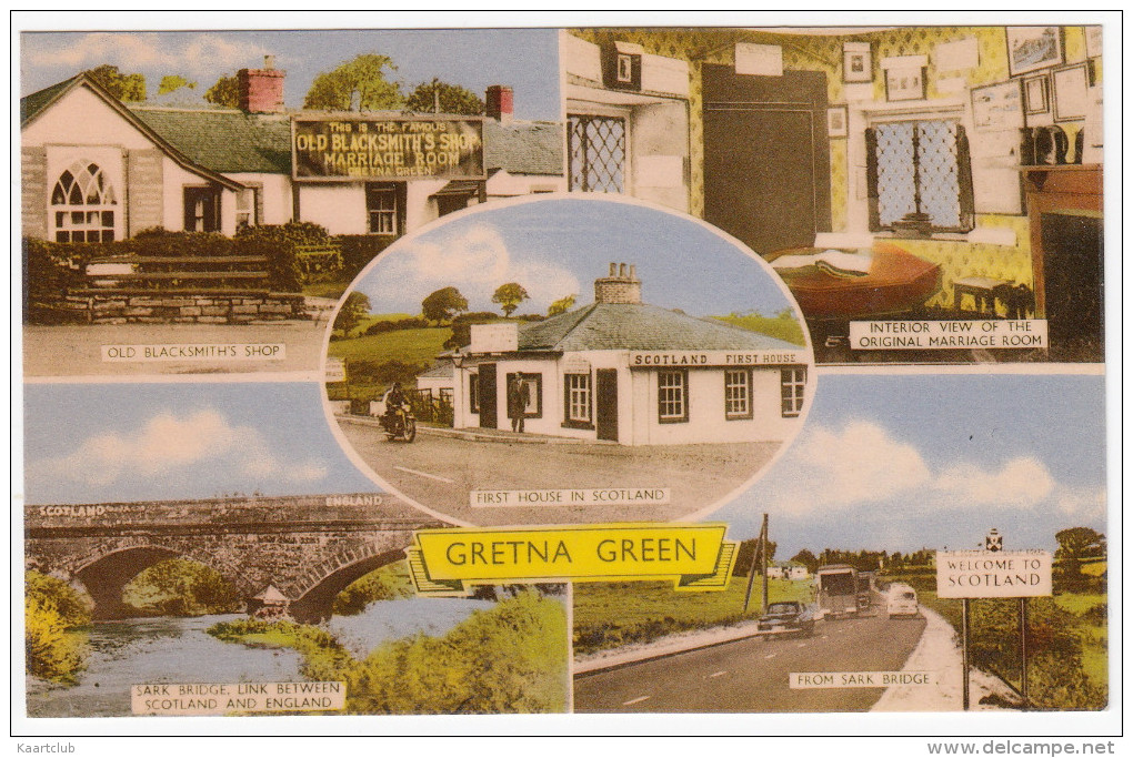 Gretna Green - Old Blacksmith's Shop, Marriage Room, Sark Bridge, Fist House, Motorcycle -  (Scotland) - Dumfriesshire