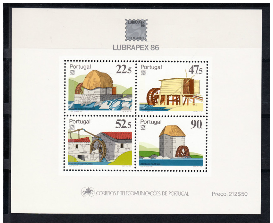 PORTUGAL 1986.LUBRAPEX '86. AZENHAS   AFINSA Nº BLOCO Nº 88 NOVO  SEM CHARNEIRA.SES375GRANDE - Molinos