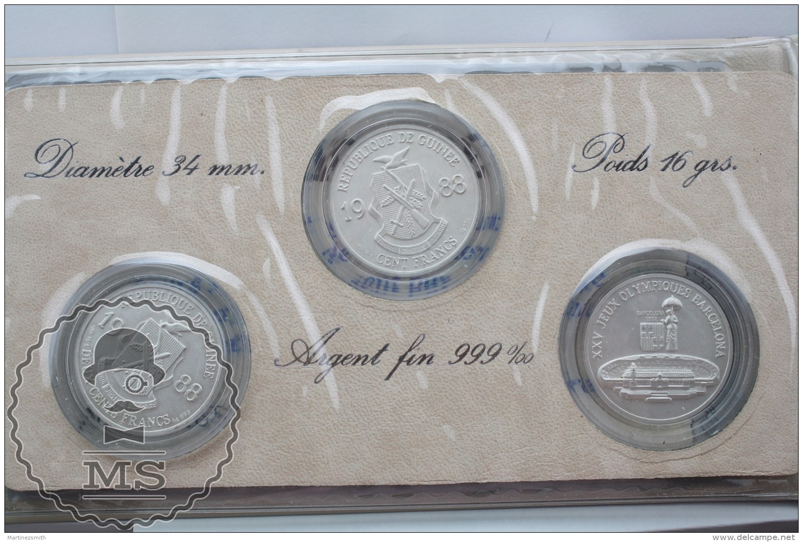 Republic Of Guinea/ République De Guinée 25 Olympic Games Of Barcelona 1992, 100, 200 & 300 Francs In Silver Coins - Guinée