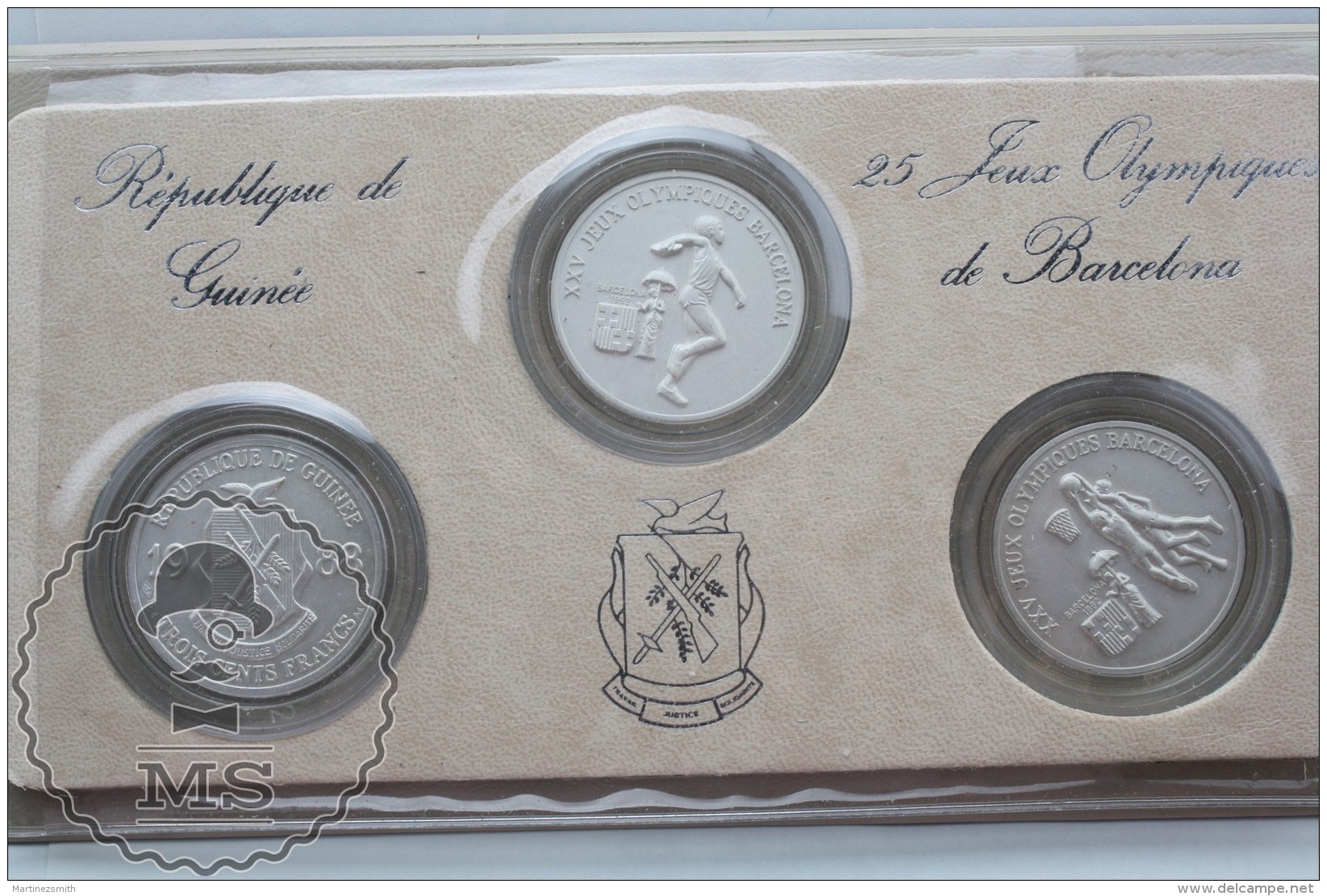 Republic Of Guinea/ République De Guinée 25 Olympic Games Of Barcelona 1992, 100, 200 & 300 Francs In Silver Coins - Guinee