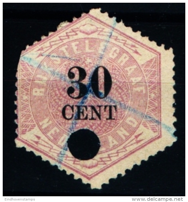 Netherlands 1877 Telegraph Stamp 30 Ct Used - Rounded Corner - Telegraph