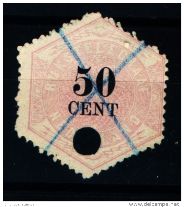 Netherlands 1877 Telegraph Stamp 50 Ct Used - Telegrafi