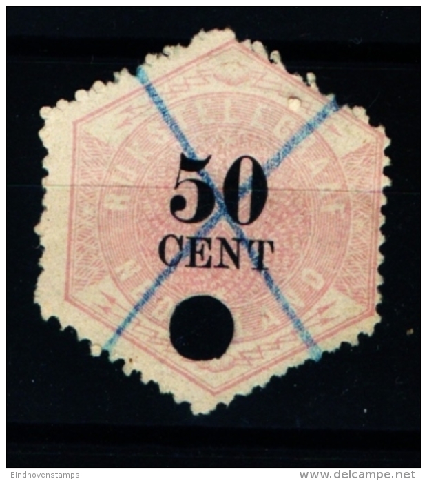 Netherlands 1877 Telegraph Stamp 50 Ct Used - Telegraph