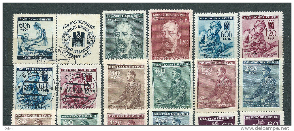 Deutsches Reich 1943, BOHMEN & MAHREN, Lot Of 47 Stamps Unused And Used - See Description - Occupation 1938-45