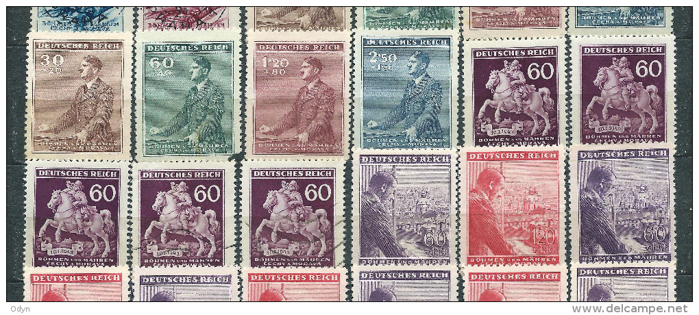 Deutsches Reich 1943, BOHMEN & MAHREN, Lot Of 47 Stamps Unused And Used - See Description - Occupation 1938-45