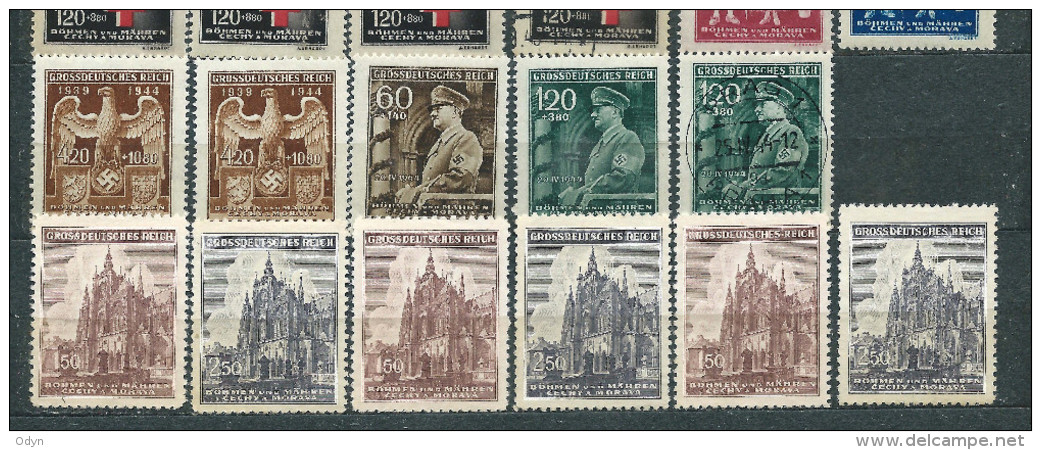 Deutsches Reich 1943, BOHMEN & MAHREN, Lot Of 47 Stamps Unused And Used - See Description - Occupation 1938-45