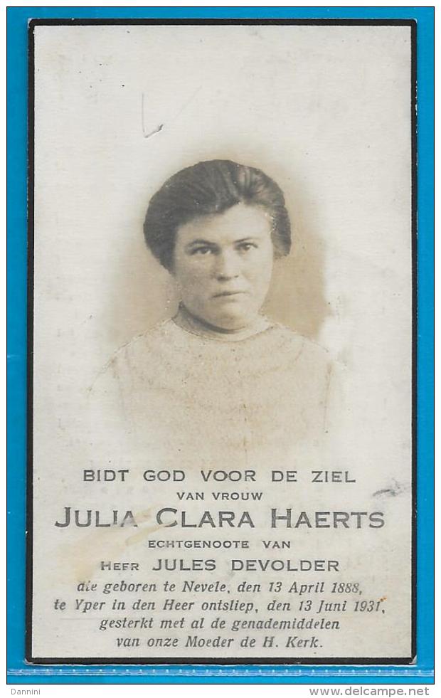 Bidprentje Van Julia Clara Haerts - Nevele - Ieper - 1888 - 1931 - Santini