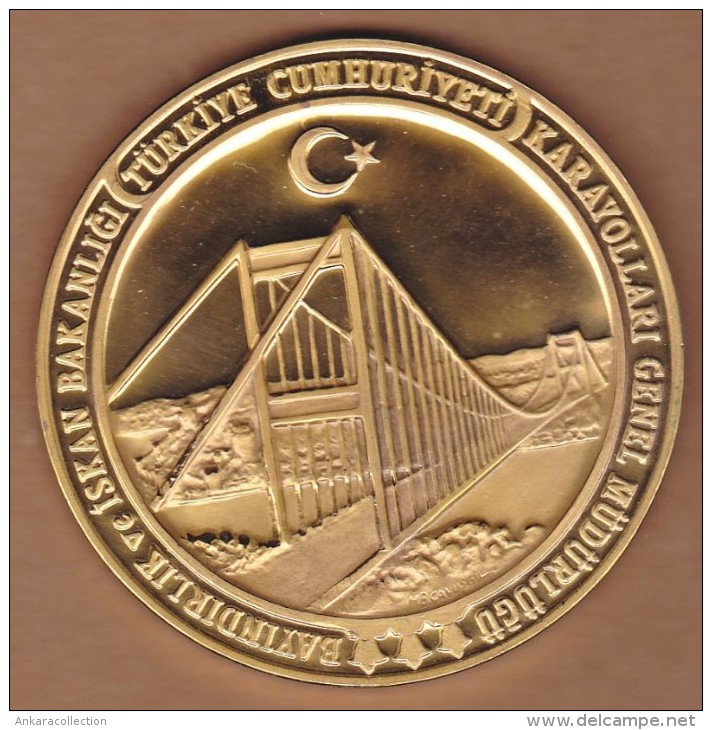 AC - OPENING OF MEHMED THE CONQUEROR BRIDGE GOLD PLATED MEDAL MEDALLION 1988 - Gewerbliche