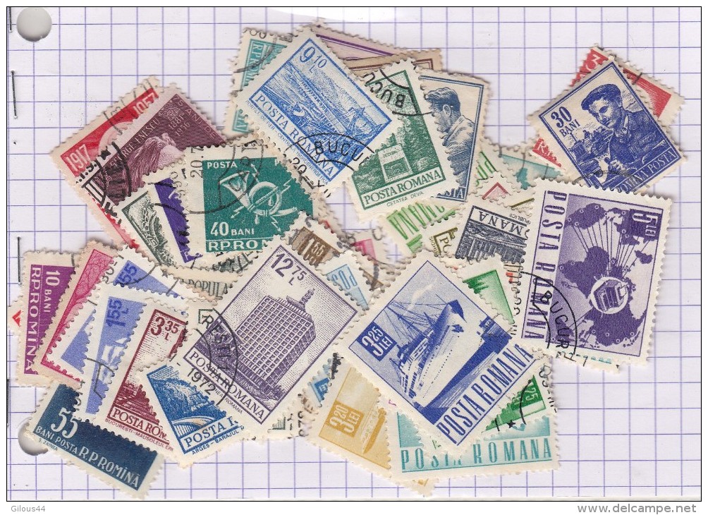 Roumanie  Lot De 50 Timbres Semi Moderne - Collections