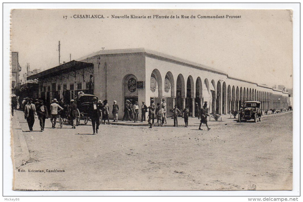 Maroc--CASABLANCA-Nouvelle Kissaria (Zanzi Bar)et L´entrée De La Rue Du Commandant Provost (très Animée,voiture,attelage - Casablanca