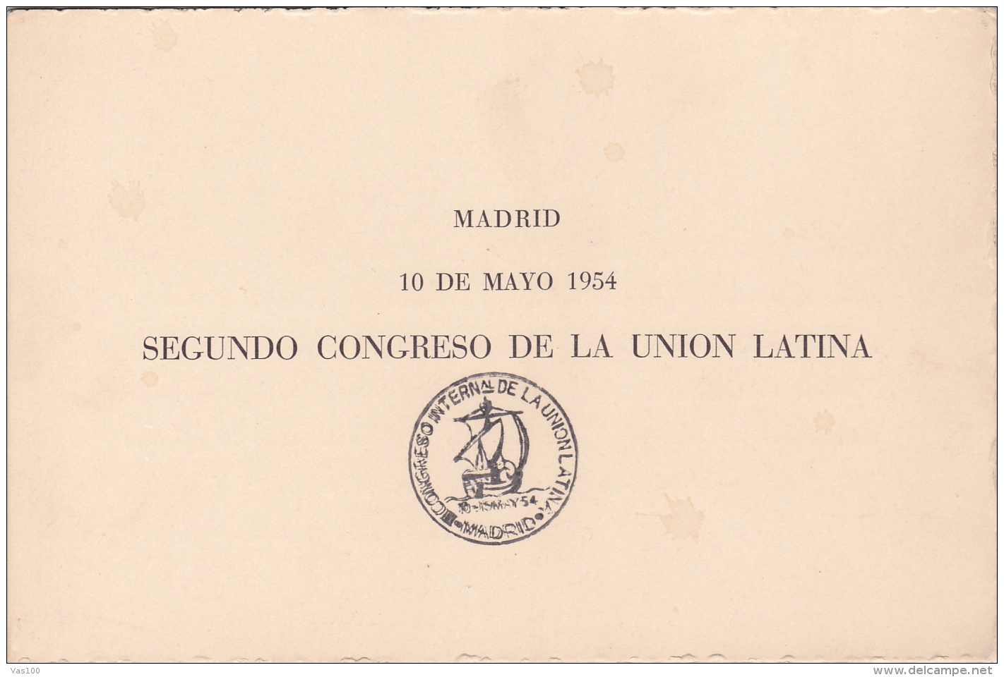 #T94   SECOND CONGRESS OF LATIN UNION,   BOOKLETS,  1954, SPAIN EXIL, ROMANIA. - Libretti