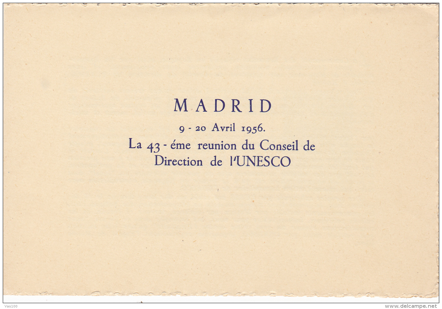 #T100    REUNION OF UNESCO COUNCIL, MADRID,    BOOKLETS,   1956   , SPAIN EXIL, ROMANIA. - Carnets