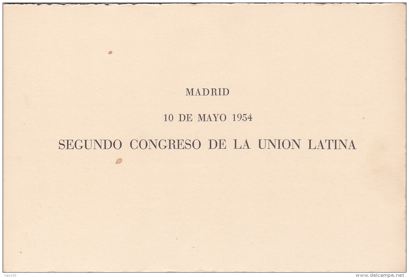 #T102      SECOND CONGRESS OF LATIN UNION, MADRID,   BOOKLETS,  1954,  , SPAIN EXIL, ROMANIA. - Postzegelboekjes