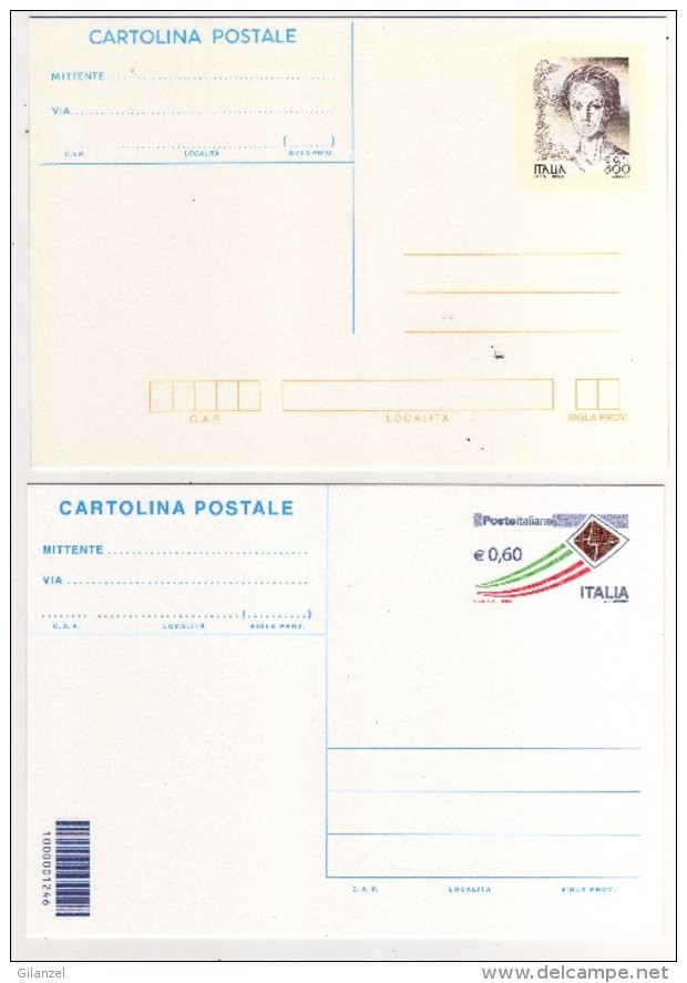 Italia 1999 2009 2 Cartoline Postali Nuove Donne Nell'arte Lucrezia Panciatichi Valore Euro+lira E Posta Italiana - Stamped Stationery