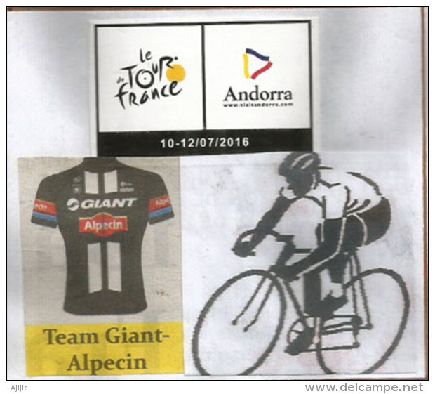 Novena Etapa Del Tour De Francia 2016.184 Km, Vielha (Val D'Aran, España) Y Arcalis (Andorra), Carta Enviada A España - Storia Postale