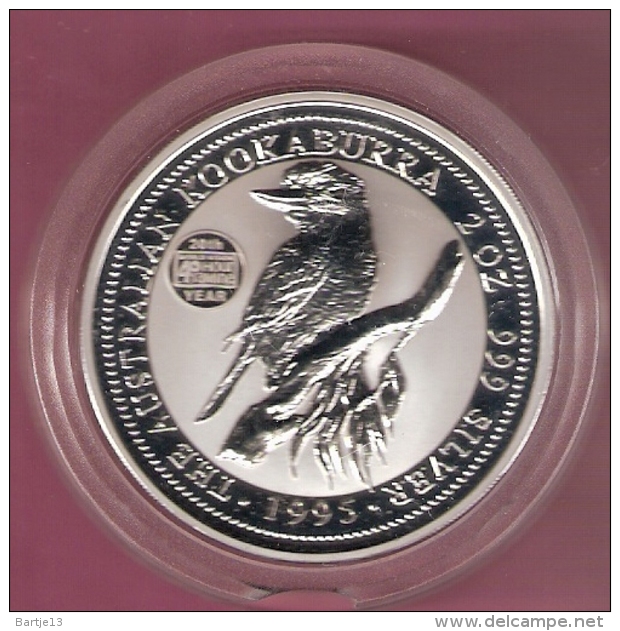 AUSTRALIE 2 DOLLARS 1995 2 OZ AG KOOKABURRA 20TH YEAR HOUR FAMINE SCARCE - 2 Dollars