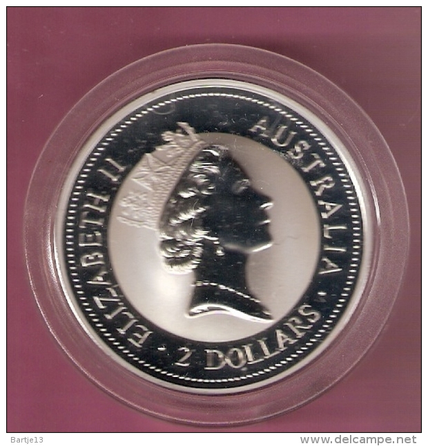 AUSTRALIE 2 DOLLARS 1995 2 OZ AG KOOKABURRA 20TH YEAR HOUR FAMINE SCARCE - 2 Dollars