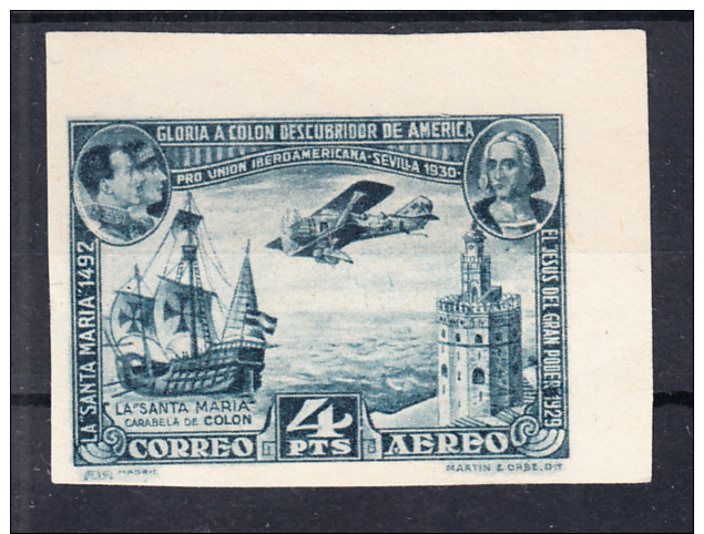 ESPAÑA 1930. PRO UNION IBEOAMERICANA  EDIFIL Nº 591s. SIN DENTAR Y ESQUINA  DE HOJA  NUEVO  Sin Charnela   SES1012 - Unused Stamps