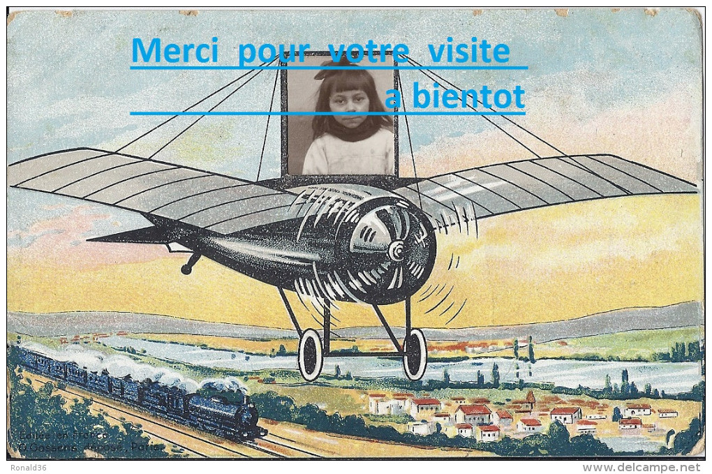 CP FANTAISIE Surréaliste Avion Portrait De Simone LEVEQUE  Envoyé à Oncle Et Tante BRANDIN ST OUEN - Genealogie