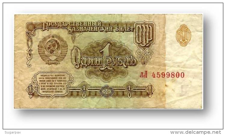 RUSSIA - 1 Ruble - 1961 - Pick 222 - Serie &#1051;&#1083; - U.S.S.R. - 2 Scans - Russia
