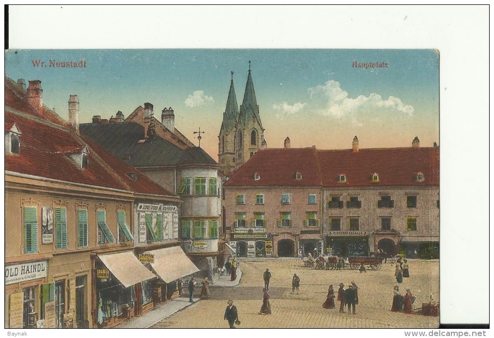 N.O.165   --  WIENER NEUSTADT   --  HAUPTPLATZ  --  GESCHAFT: HAINDL, SCHUHWARENLAGER, EBENFURTNER DAMPFMUHLE,  --  1917 - Wiener Neustadt