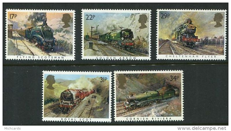 173 GRANDE BRETAGNE 1985 - Yvert 1168/72 - Train Chemin De Fer - Neuf ** (MNH) Sans Charniere - Unused Stamps