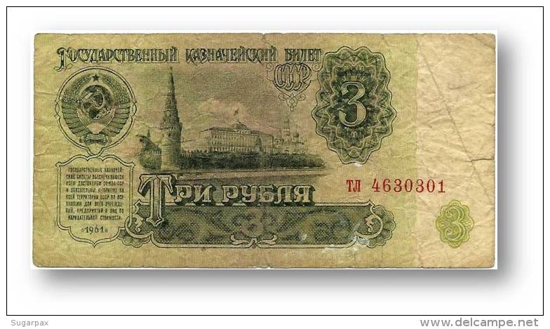 RUSSIA - 3 Rubles - 1961 - Pick 223 - Serie &#1090;&#1083; - U.S.S.R. - 2 Scans - Russie