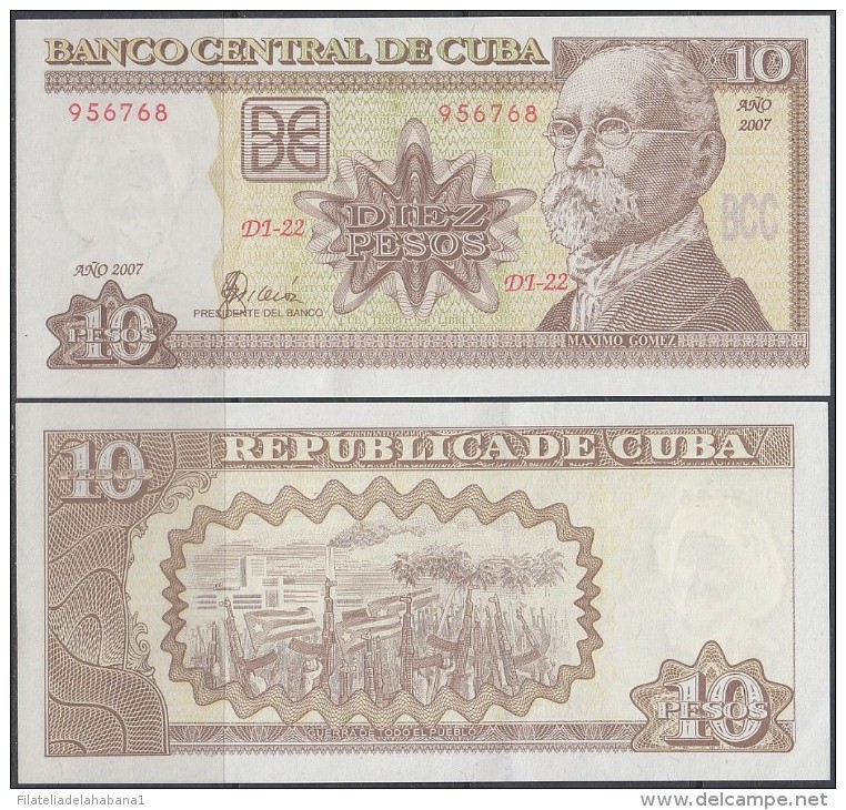 2007-BK-3 CUBA 10$ MAXIMO GOMEZ UNC 2007 PLANCHA - Cuba