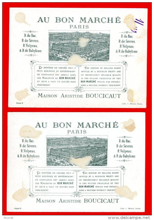 Au Bon Marché, Lot 4 Chromos Lith. J. Minot M-72, Contes De Perrault,  Chat Botté, Peau D'âne, Petit Poucet, Cendrillon - Au Bon Marché