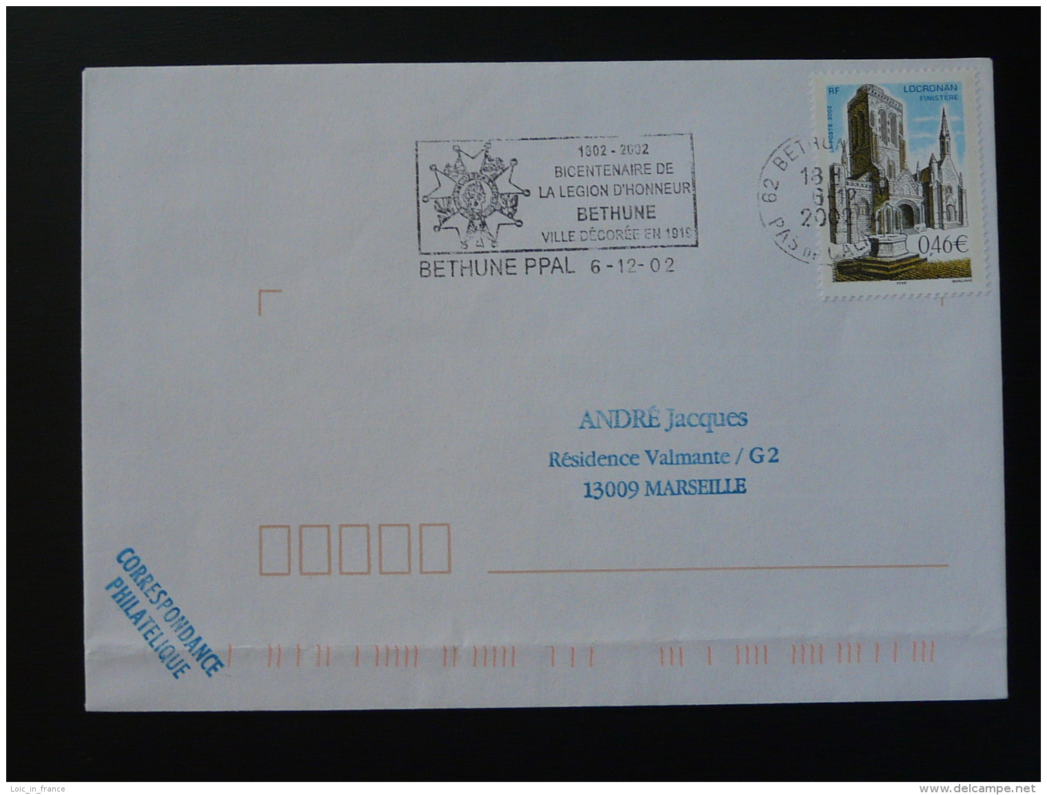 62 Pas De Calais Bethune Bicentenaire Légion D'Honneur 2002 - Flamme Sur Lettre Postmark On Cover - Napoléon