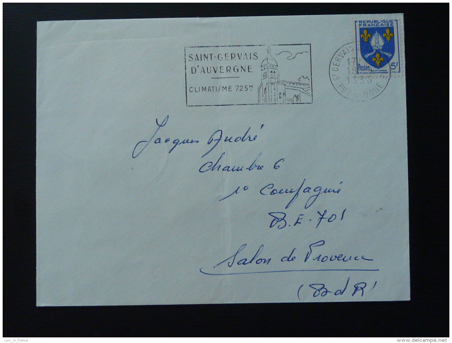 63 Puy De Dome Saint Gervais D'Auvergne 1956 - Flamme Sur Lettre Postmark On Cover - Abbayes & Monastères