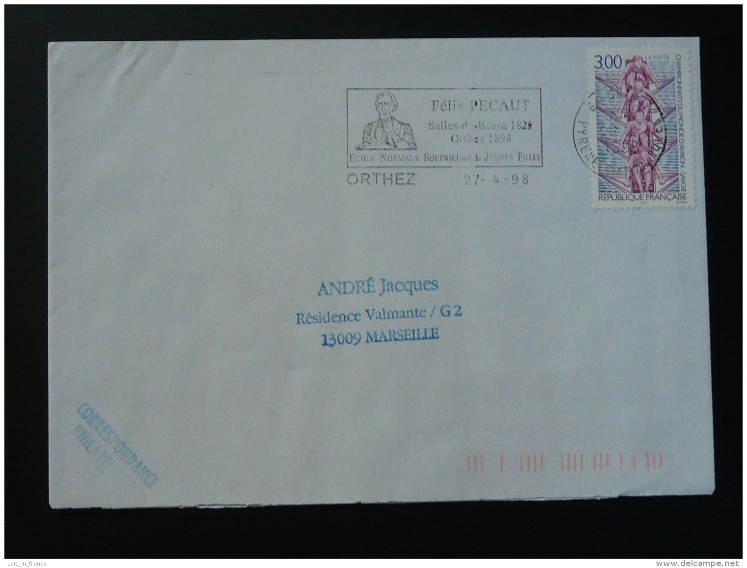 64 Pyrénées Atlantique Orthez Felix Pecaut 1998 - Flamme Sur Lettre Postmark On Cover - Oblitérations Mécaniques (flammes)