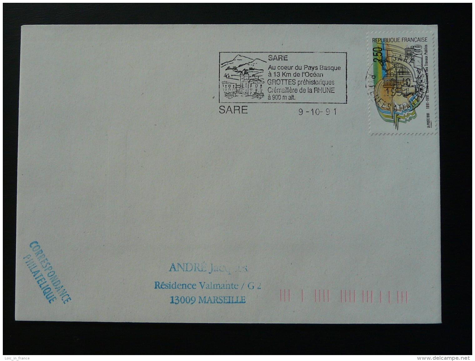 64 Pyrénées Atlantique Sare Grottes Préhistoriques - Flamme Sur Lettre Postmark On Cover - Prehistory