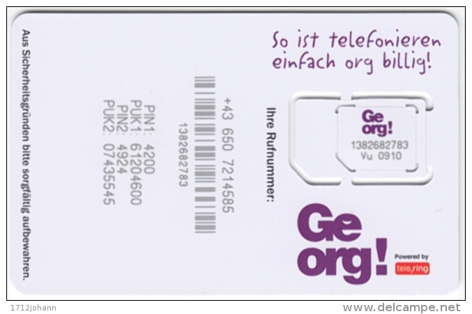 AUSTRIA Z-186 GSM/SIM Georg! - Unbroken - Oostenrijk