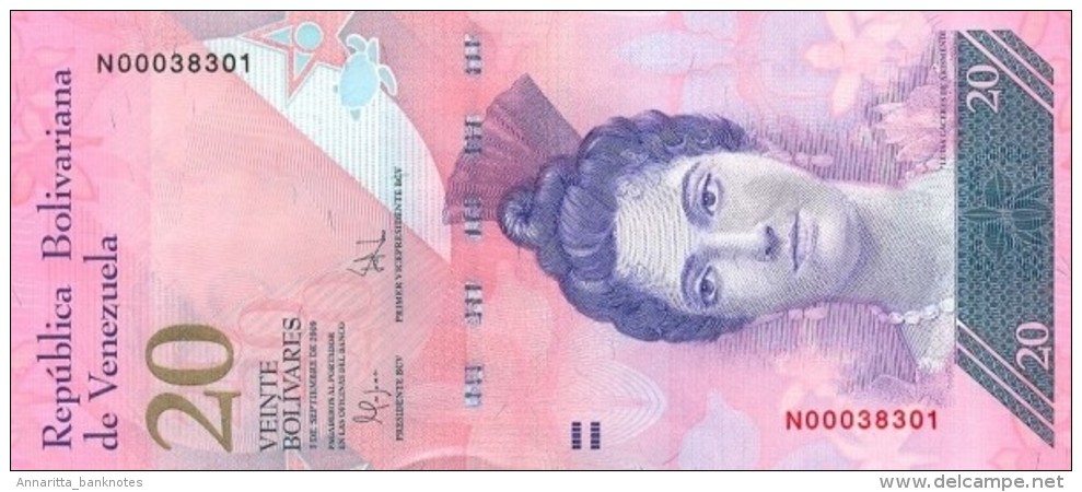 VENEZUELA 20 BOLIVARES 2009 P-91c UNC 3.9.2009 [ VE091c ] - Venezuela