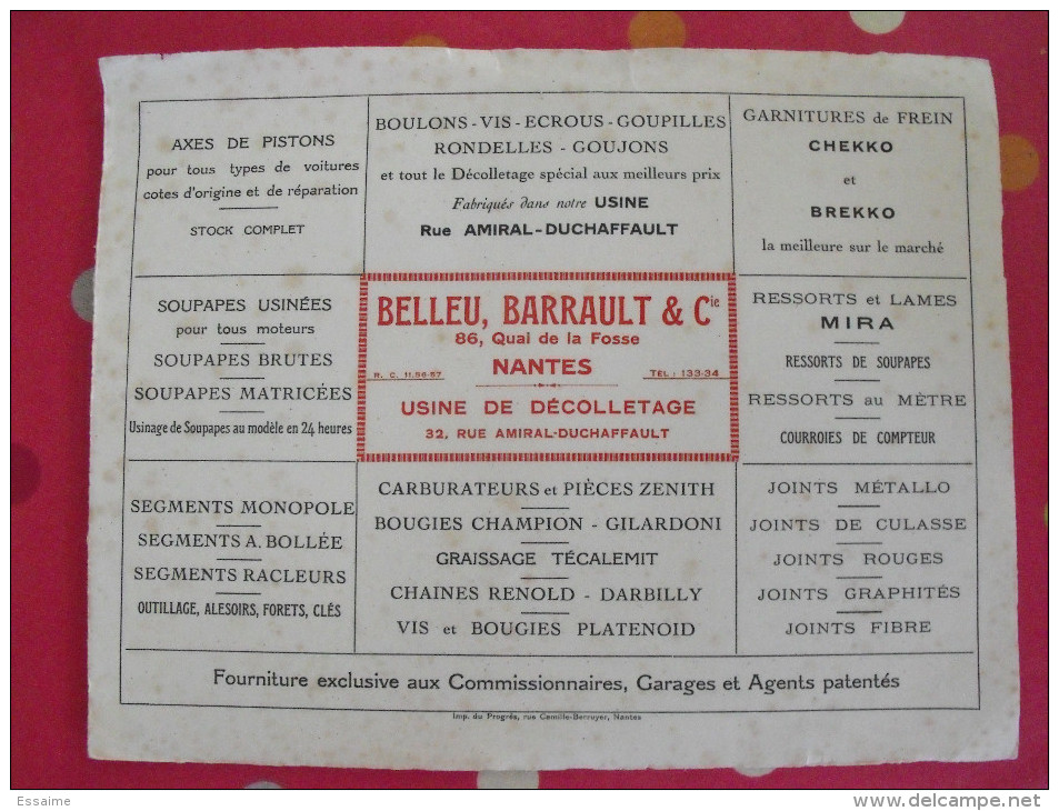 Buvard Belleu Barrault. Nantes Quai De La Fosse. Usine De Décolletage. Vers 1930. Format Double - B