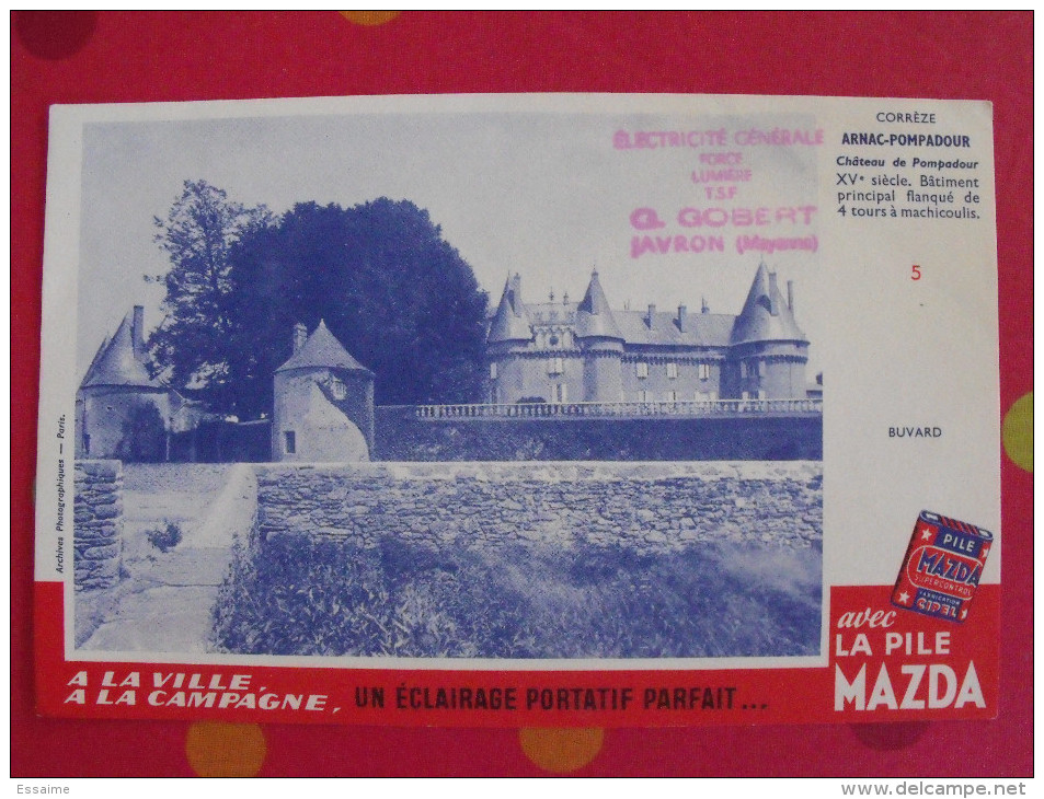 Buvard Pile Mazda. Corrèze Arnac-pompadour. Vers 1950. - Accumulators