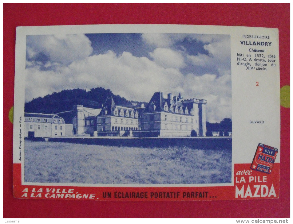 Buvard Pile Mazda. Indre Et Loire Château De Villandry. Vers 1950. - Accumulators